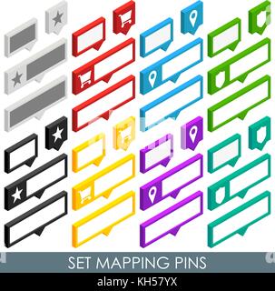 Isometrische set Mapping cloud Pins. vector Abbildung im EPS 10. Stock Vektor