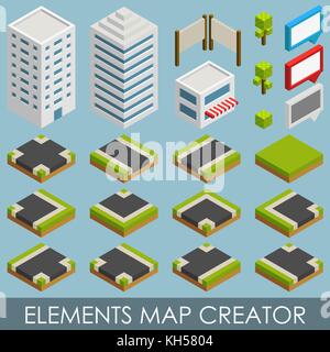 Isometrische Elemente Map Creator. vector Abbildung im EPS 10. Stock Vektor