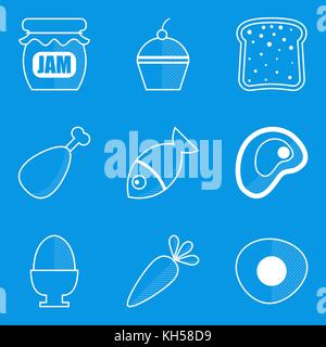 Blueprint Icon Set. Essen. vector Abbildung im EPS 10. Stock Vektor