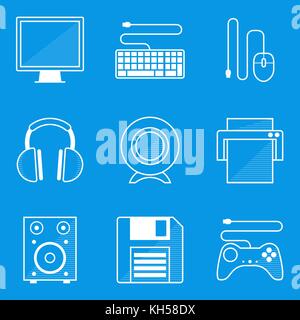 Blueprint Icon Set. Computer. vector Abbildung im EPS 10. Stock Vektor