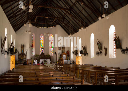 Die Seychellen, La Digue, La Passe, Église de Notre Dame de l'Assomption, Anbauteile innen Stockfoto