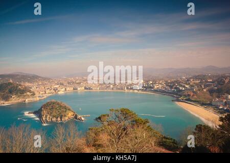 Die Bucht La Concha aus gesehen Mount Igeldo. Donostia - San Sebastian. Baskenland. gipuzkoa. Spanien. Europa. Stockfoto