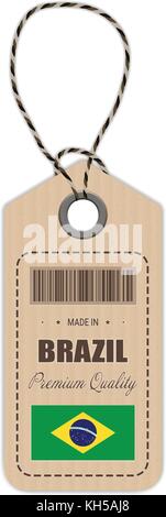 Hang tag in Brasilien mit Flagge Symbol auf weißem Hintergrund isoliert. Vector Illustration. Stock Vektor