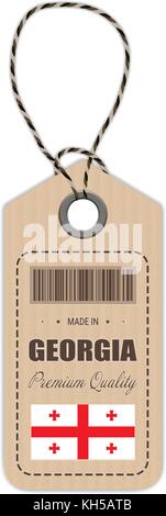 Hang tag in Georgien mit Fahne Symbol auf weißem Hintergrund isoliert. Vector Illustration. Stock Vektor