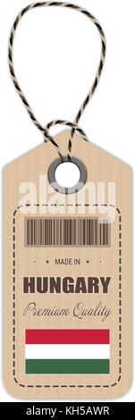 Hang tag in Ungarn mit Fahne Symbol auf weißem Hintergrund isoliert. Vector Illustration. Stock Vektor