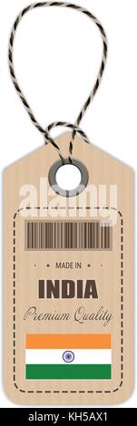 Hang tag in Indien mit Flagge Symbol auf weißem Hintergrund isoliert. Vector Illustration. Stock Vektor