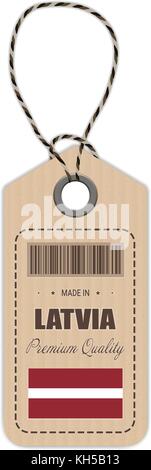 Hang Tag in Lettland mit Fahne Symbol auf weißem Hintergrund isoliert. Vector Illustration. Stock Vektor