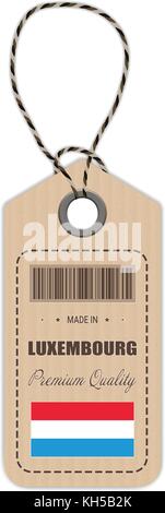 Hang Tag in Luxemburg mit Fahne Symbol auf weißem Hintergrund isoliert. Vector Illustration. Stock Vektor