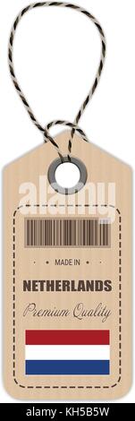 Hang tag in Niederlande mit Flagge Symbol auf weißem Hintergrund isoliert. Vector Illustration. Stock Vektor