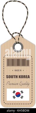 Hang tag in Südkorea mit Flagge Symbol auf weißem Hintergrund isoliert. Vector Illustration. Stock Vektor