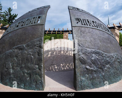 Der Treffpunkt, die Gabeln National Historic Site, Winnipeg, Manitoba, Kanada. Stockfoto