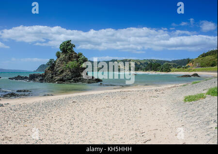 Einsamer Strand an der Küste des Nördlichen Coromandel, North Island, Neuseeland Stockfoto