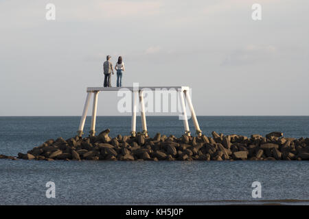 Skulptur die Paare von Sean Henry, newbiggin am Meer, Northumberland, England, Großbritannien Stockfoto