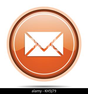 E-orange runde Web und Handy vektor Icon in eps 10 auf weißem Hintergrund mit Schatten Stock Vektor
