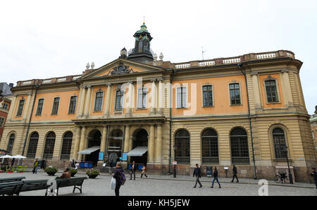 Stockholm, Schweden - 20 September 2017: Nobel Museum in Stortorget, Gamla Stan, der Altstadt von Stockholm Stockfoto