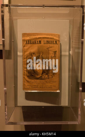 "Die Privaten und Öffentlichen Leben von Abraham Lincoln'-Kampagne Biographie aus dem Jahre 1864 Wahl, National Civil War Museum, Harrisburg, PA, USA. Stockfoto