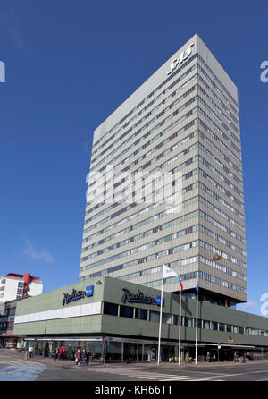 Das Radisson Blu Royal Hotel, oder auch nur das SAS Hotel, in der Vesterbrogade in Kopenhagen, Dänemark. Architekt Arne Jacobsen - Architektur. Stockfoto