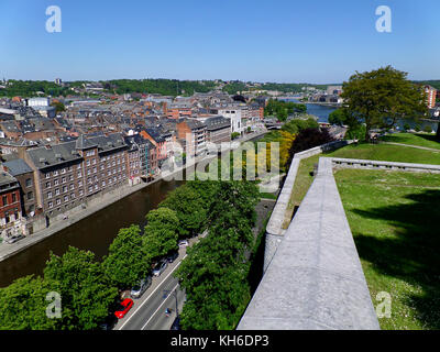 Stadtbild von Namur Blick von der historischen Zitadelle von Namur, Region Wallonien, Belgien Stockfoto