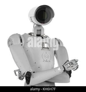3D-rendering Roboter Sicherheit Kamera oder Cyborg CCTV-Kamera Stockfoto