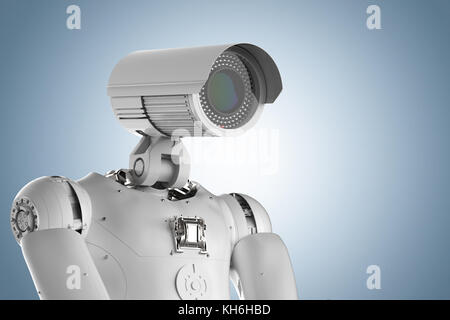 3D-rendering Roboter Sicherheit Kamera oder Cyborg CCTV-Kamera Stockfoto