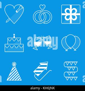 Blueprint Icon Set. Urlaub. Liebe. vector Abbildung im EPS 10. Stock Vektor