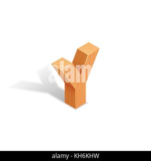 Isolierte geometrische Holz schreiben. 3d Holz- Symbole. Vektorgrafiken. Stock Vektor