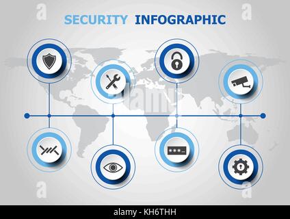 Infografik Design mit Sicherheit Ikonen, Vektor Stock Vektor