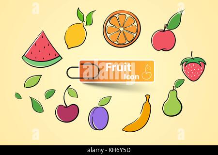 Set Color Obst Symbol. Stock Vektor