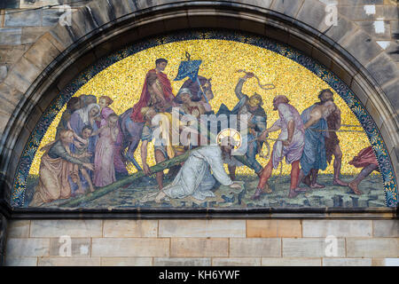 Reisen in Deutschland - Outdoor wand Dekoration der Bremer Dom (Bremer Dom, St. Petri Dom zu Bremen) in der Bremer Innenstadt Stockfoto