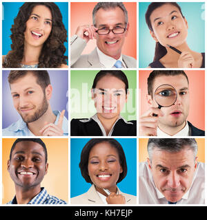 Menschen collage Portrait 3x3 Stockfoto
