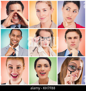 Menschen collage Portrait 3x3 Stockfoto