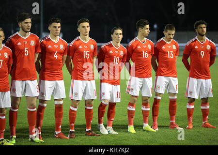 Bangor, Wales. 14. November 2017. Wales u21 vs Rumänien u21 in Bangor University Stadium in der Gruppe 8 Qualifikation für die UEFA EURO u21 im Jahr 2019. Quelle: dafydd Owen/alamy leben Nachrichten Stockfoto