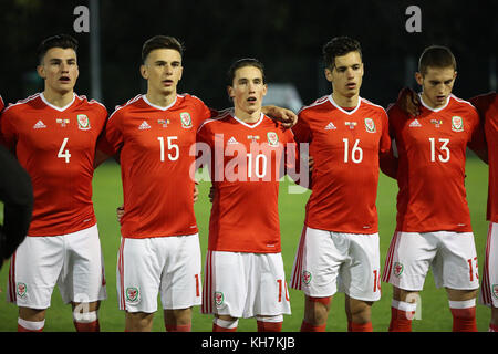 Bangor, Wales. 14. November 2017. Wales u21 vs Rumänien u21 in Bangor University Stadium in der Gruppe 8 Qualifikation für die UEFA EURO u21 im Jahr 2019. Quelle: dafydd Owen/alamy leben Nachrichten Stockfoto