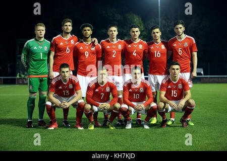 Bangor, Wales. 14. November 2017. Wales u21 vs Rumänien u21 in Bangor University Stadium in der Gruppe 8 Qualifikation für die UEFA EURO u21 im Jahr 2019. Quelle: dafydd Owen/alamy leben Nachrichten Stockfoto