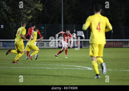 Bangor, Wales. 14. November 2017. Wales u21 vs Rumänien u21 in Bangor University Stadium in der Gruppe 8 Qualifikation für die UEFA EURO u21 im Jahr 2019. Quelle: dafydd Owen/alamy leben Nachrichten Stockfoto