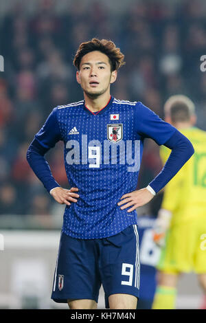 Brügge, Belgien. November 2017. Kenyu Sugimoto (JPN) Fußball/Fußball : Kenyu Sugimoto aus Japan während eines internationalen Freundschaftsspiels zwischen Belgien und Japan im Jan Breydel Stadium in Brügge, Belgien. Quelle: AFLO/Alamy Live News Stockfoto