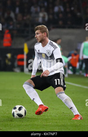 Köln, Deutschland. November 2017. Timo Werner im Einsatz beim internationalen Fußballspiel zwischen Deutschland und Frankreich am 14. November 2017 in Köln. Quelle: Christian Charisius/dpa/Alamy Live News Stockfoto