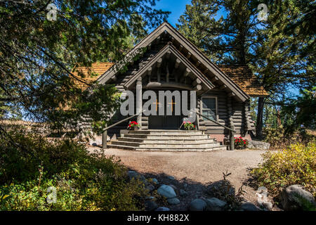 Kirche des heiligen Herzens Kapelle, Kabine, in der Nähe von Jackson Lake im Grand Teton National Park Stockfoto