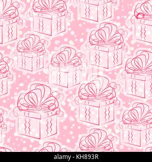 Nahtlose Hintergrund mit Geschenkboxen Stock Vektor