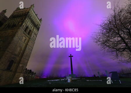 Die Generalprobe des Lumiere Durham Light Festivals. Stockfoto