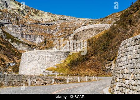 Tremola, Gotthard Pass, Passo del San Gottardo, South Ramp, Kanton Tessin, Schweiz Stockfoto