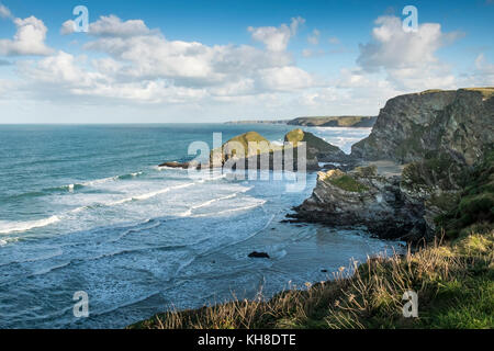 Zacrys Islands vor der North Cornwall Coast Newquay Cornwall UK. Stockfoto