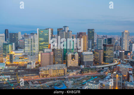 Japan, Osaka City, umeda Bezirk Skyline*** local Caption *** Architektur, Japan, Osaka Kansai, Kita, keine Menschen, Osaka City, Skyline, Frühling, sunse Stockfoto