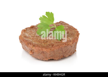 Nahaufnahme eines Tofu Burger auf weißem Hintergrund Stockfoto