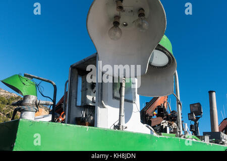 Details von Fischerbooten im Fischereihafen von Javea, Xàbia, Alicante, Valencia, Spanien Stockfoto