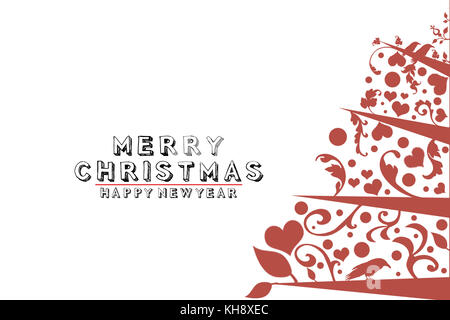 Vintage Karte mit Weihnachtsbaum auf weißem Hintergrund Stockfoto