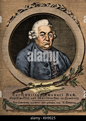 Carl Philipp Emanuel Bach, Deutscher Komponist, 1714-1778. J S Bach's zweite überlebende Sohn. Stockfoto