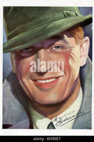 Maurice Chevalier - Porträt mit Unterschrift - Französischen Chansonnier, 1888-1972 Stockfoto