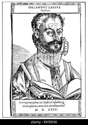 Orlando di Lasso/Orlande de Lassus, unsignierten Holzschnitt stammt aus dem Jahr 1585. Franko-flämischen Komponisten 1532 (evtl. 1530) - 14. Juni 1594. Stockfoto