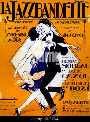 'La Jazzbandette'-score Abdeckung für Fox-Trot, 1921. Musik von Harold Bozi und Lyrics von Henry Moreau und Jack Cazol. Fox-Trot Humoristique' ('humorvoll Fox-Trot') in Olympia, Paris durchgeführt. Stockfoto